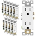 thumbnail image 1 of ENERLITES Decorator Wall Receptacle Outlet, Tamper-Resistant Standard Electrical Wall Outlet, Residential Grade, 3-Wire, Self-Grounding, 2-Pole, 15A 125V, UL Listed, 61501-TR-W-10PCS, White (10 Pack), 1 of 6