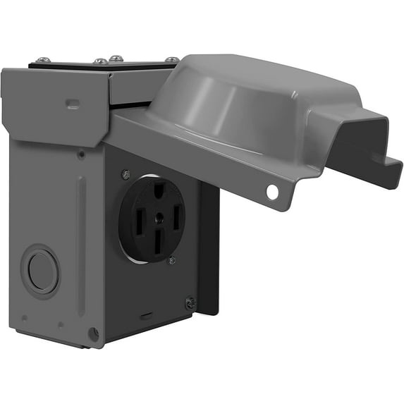 ENERLITES 50 Amp 125/250V RV Power Outlet Box, Enclosed Lockable Weatherproof, NEMA 14-50R Outdoor Electrical Receptacle Panel for RV, EV, Camper, Generator, 3 Pole, 4 Wire, Grounding, 66500M