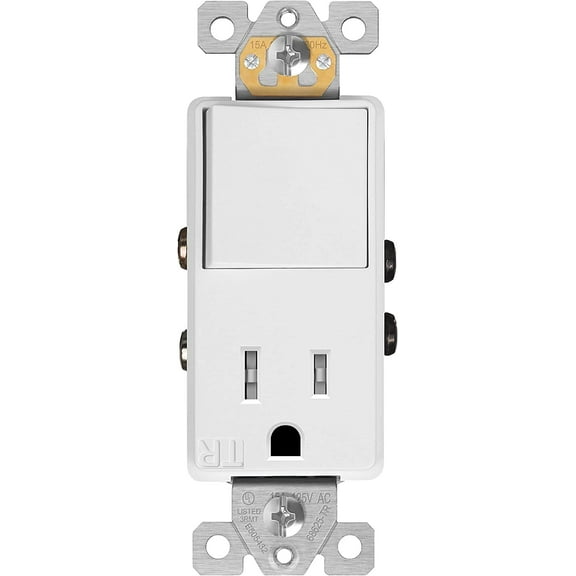 ENERLITES Switch and Outlet Combo, Combination Decorator Paddle Switch 15A/120VAC with Tamper-Resistant Receptacle Outlet 15A/125VAC, Residential/Commercial Grade, UL Listed, 68625-TR-W, White