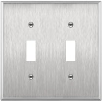ENERLITES Toggle Light Switch Stainless Steel Wall Plate, Metal Plate Corrosive Resistant Cover for Rotary Dimmers Lights, Size 2-Gang 4.50" x 4.57", 7712, 430 Stainless Steel, UL Listed, Silver