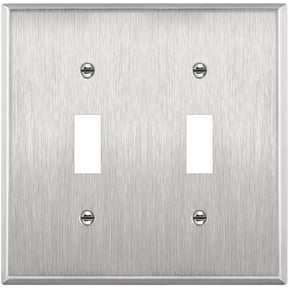 ENERLITES Toggle Light Switch Stainless Steel Wall Plate, Metal Plate Corrosive Resistant Cover for Rotary Dimmers Lights, Size 2-Gang 4.50" x 4.57", 7712, 430 Stainless Steel, UL Listed, Silver