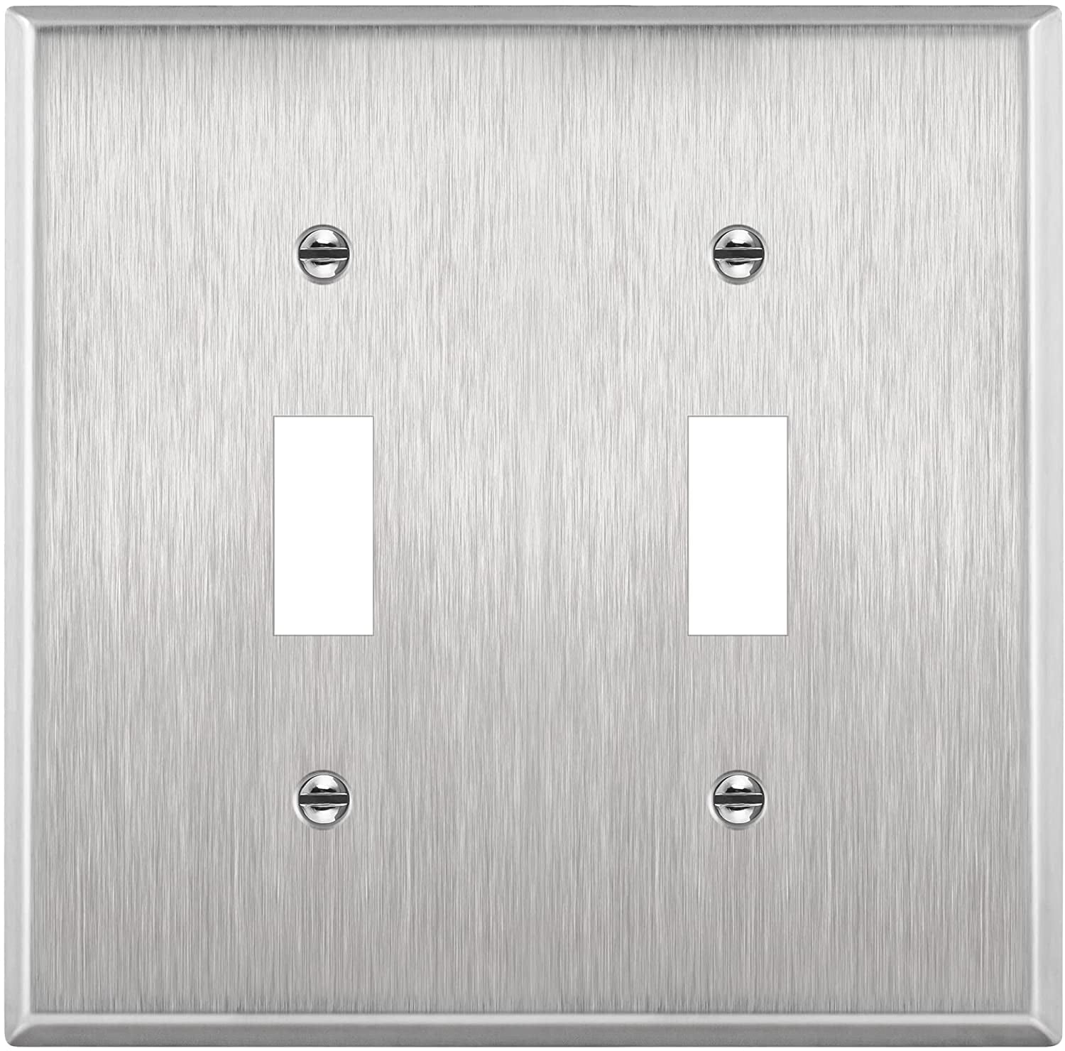 Silver Stainless Steel 2-Gang Toggle Wall Plate