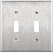Enerlites 7712, Toggle 2 Gang Wall Plate, Stainless Steel