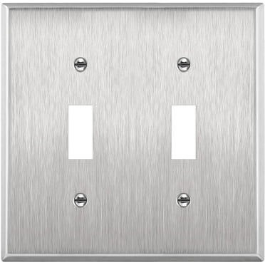 Enerlites 7712, Toggle 2 Gang Wall Plate, Stainless Steel