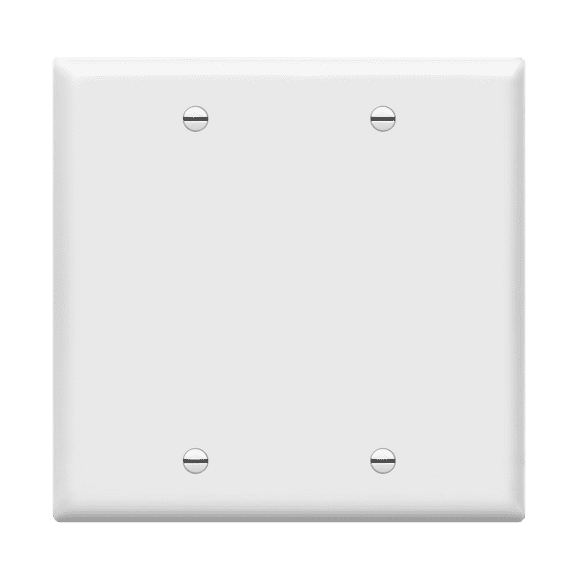 ENERLITES Blank Device Wall Plate, Gloss Finish, Standard Size 2-Gang 4.50" x 4.57", Polycarbonate Thermoplastic, 8802-W, White