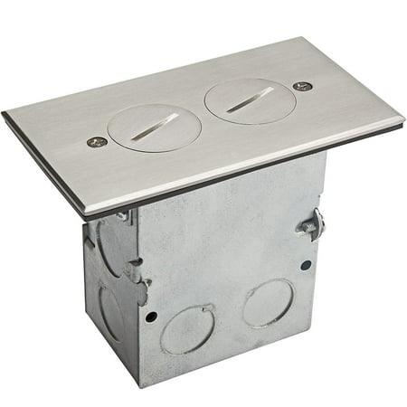 Enerlites 975506-SS Floor Box 1 Gang Electrical Outlet Kit Rectangular 20A Tamper / Weather Resistant Receptacles, Junction Box Included, UL Listed Stainless Steel