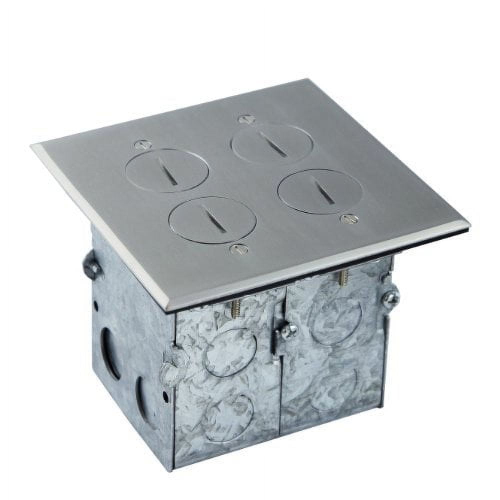 Enerlites 975510-SS, Floor Box 2 Gang Kit, 20A Tamper / Weather Resistant Duplex Receptacle, UL Listed - Stainless Steel