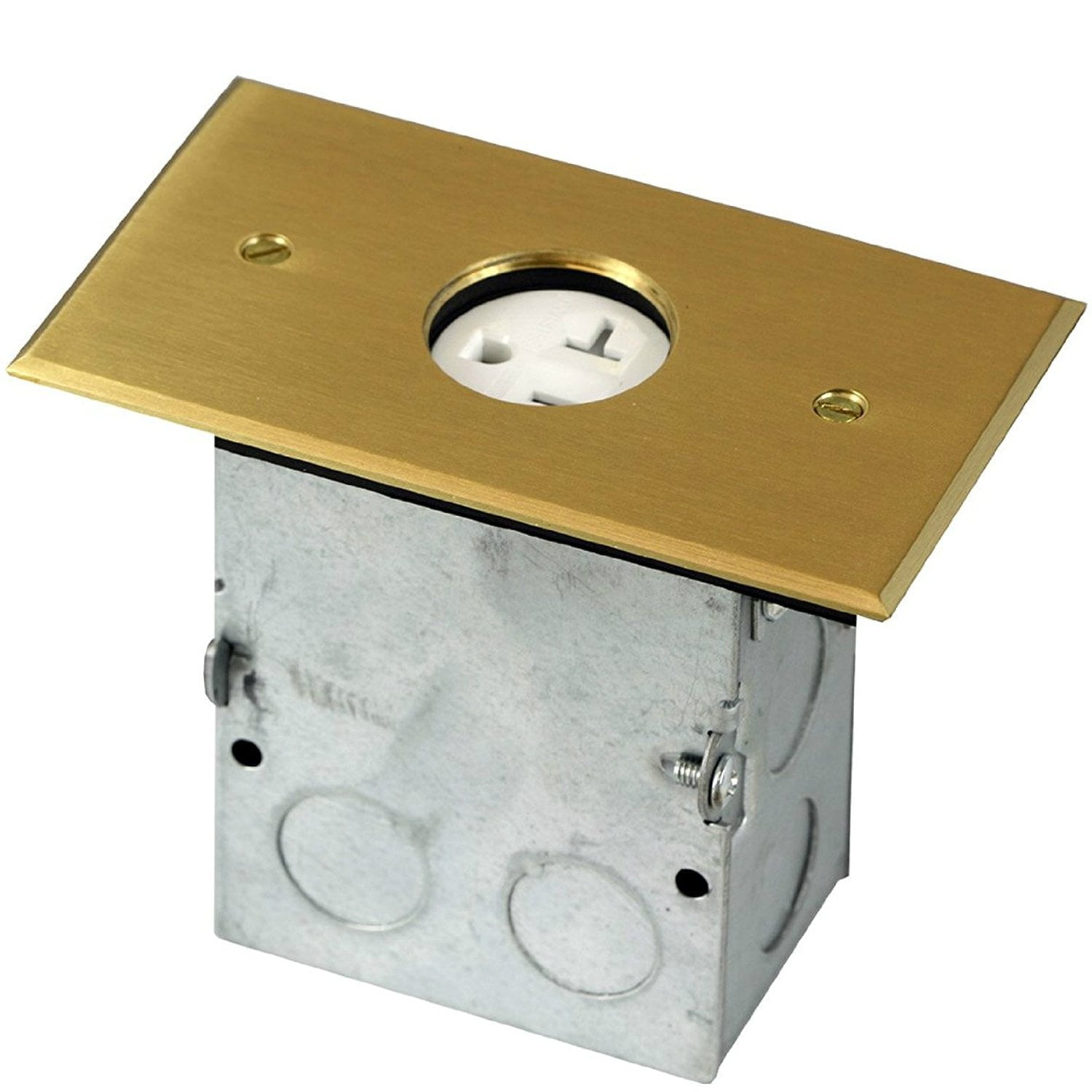 Enerlites 975547-C Floor Box 1 Gang Receptacle 20A Tamper / Weather Resistant Single Receptacle, UL Listed - Brass