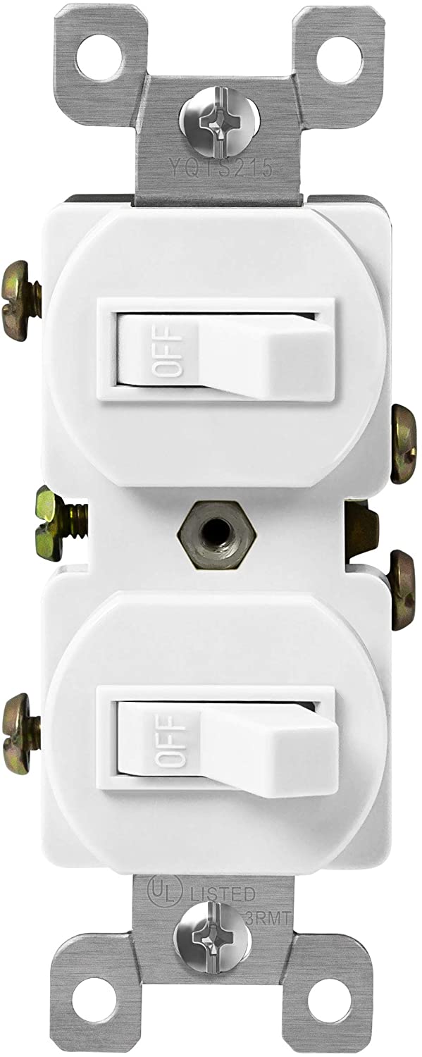Jasco Grounding SinglePole White Toggle Switch 07177