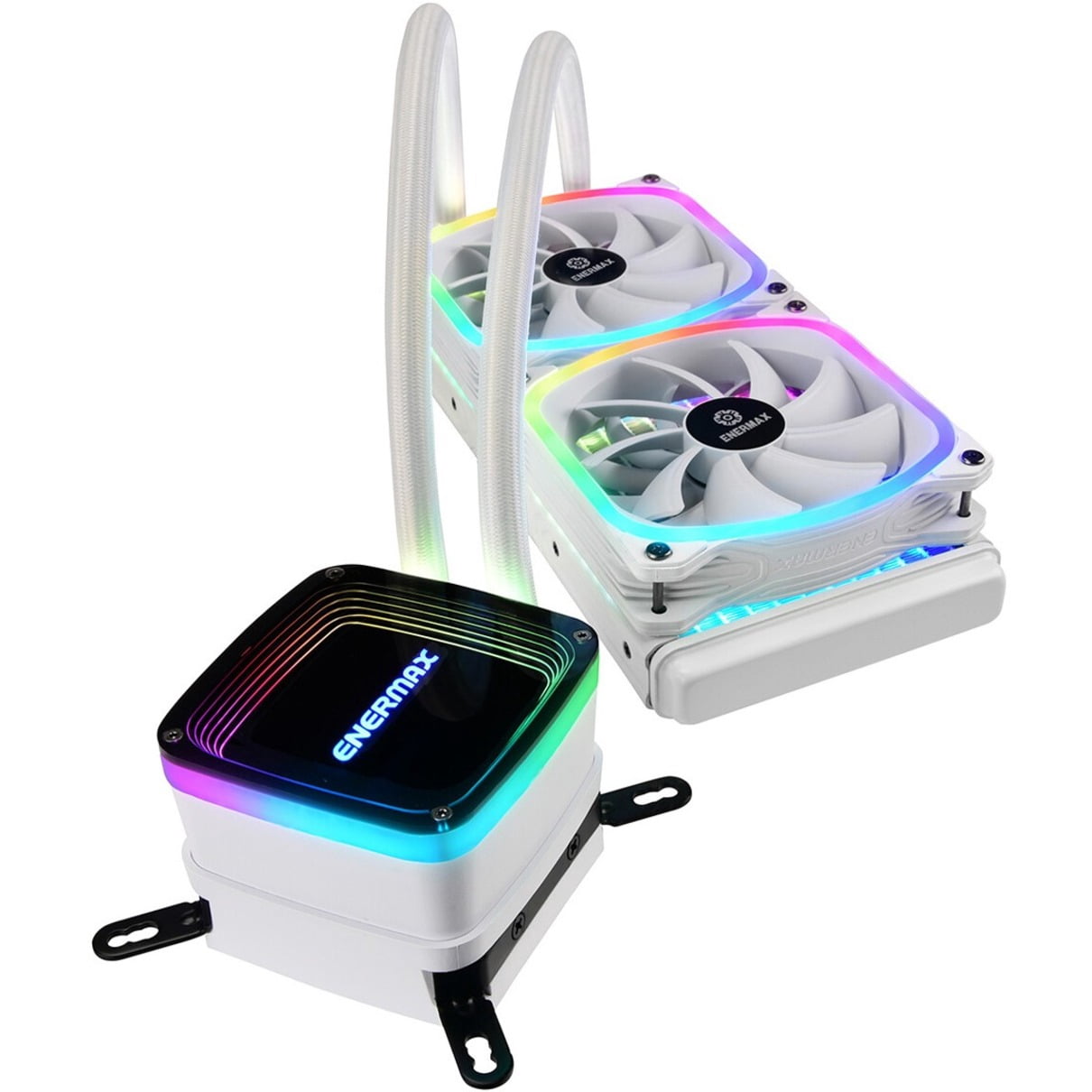 Enermax AquaFusion 240 White ARGB Liquid Cooler w/SquA RGB fans LGA115x ...