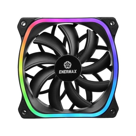 Enermax SquA 120mm Dual Light Loop RGB LED PWN Case Fan, Addressable RGB Sync Via Motherboard, Plug & Play - Single Pack - Black, UCSQARGB12P-SG