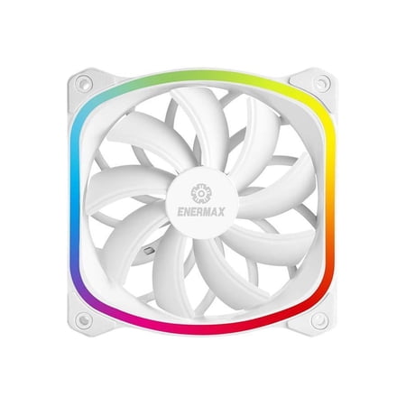 Enermax SquA 120mm Dual Light Loop RGB LED PWN Case Fan, Addressable RGB Sync Via Motherboard, Plug & Play - Single Pack - White, UCSQARGB12P-W-SG