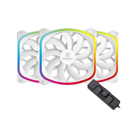 Enermax SquA RGB White 120mm Case Fan 3pk
