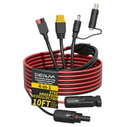 Enernova 10Ft Solar Charge Cable 4-in-1 Solar Connector, Universal Solar Adapter Cable Compatable for Solar Panel & Solar Power Staion, Solar Connector to XT60, Anderson, DC5521, DC7909