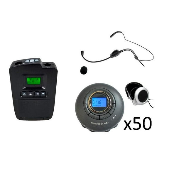 Enersound 50-Person Portable Interpretation and Tour Guide System - US-Based 3-Year Warranty and Free Phone Support