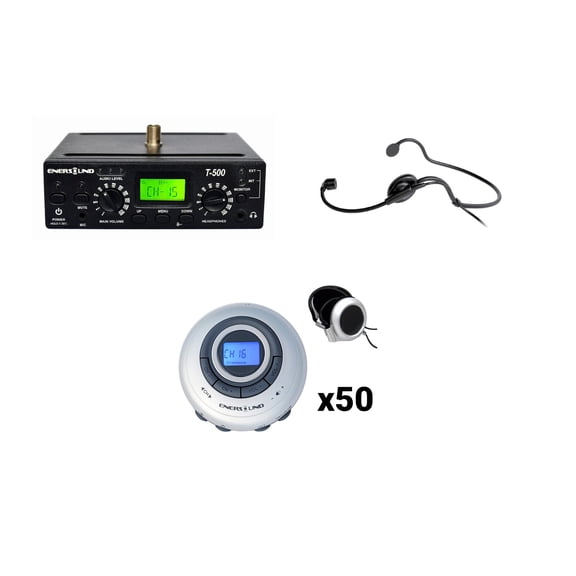 Enersound 50-Person Translation System with Interpreter Monitor - US-Based Lifetime Limited Warranty and Support