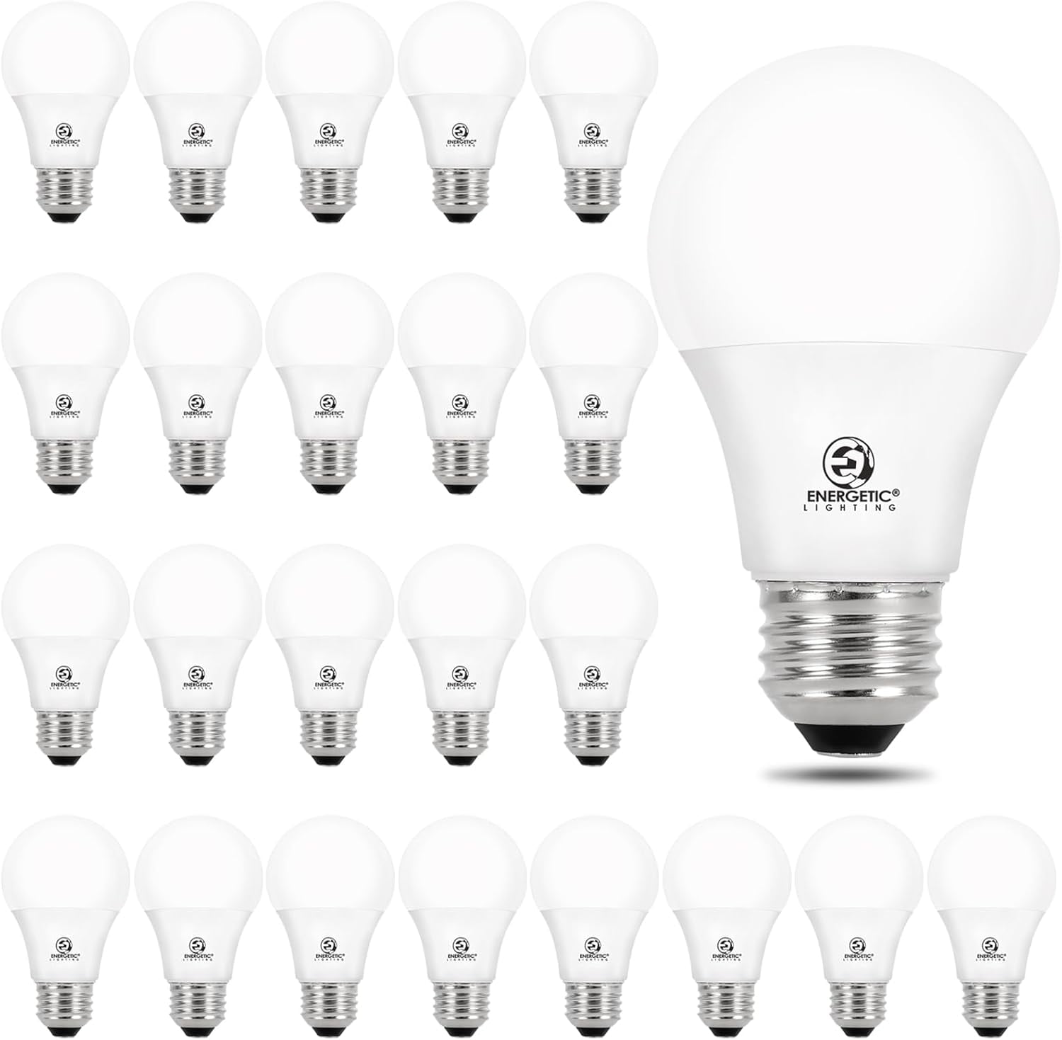Enertic 24-Pack A19 LED Light Bulb, 60 Watt Equivalent, Daylight 5000K, E26 Medium Base, Non-Dimmable ETL Listed