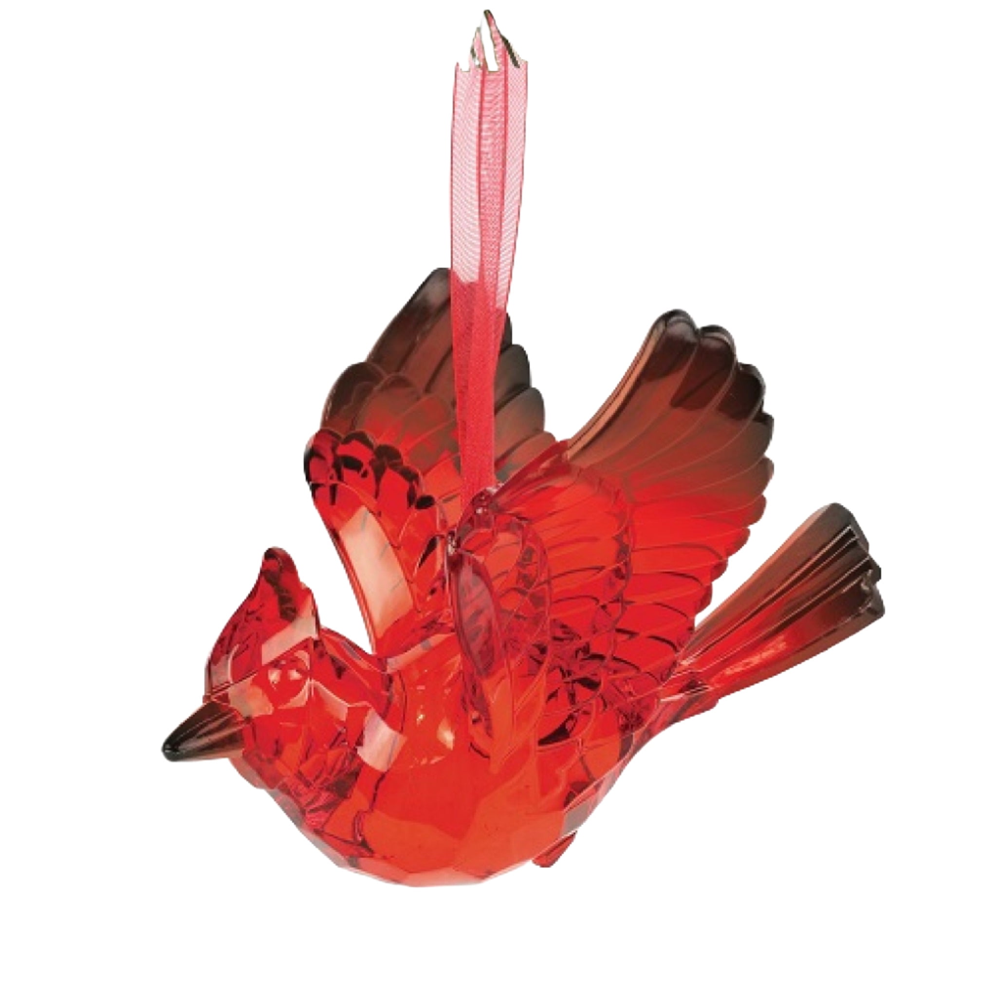 Red Acrylic Cardinal Christmas Hanging Ornament with Gold Charm