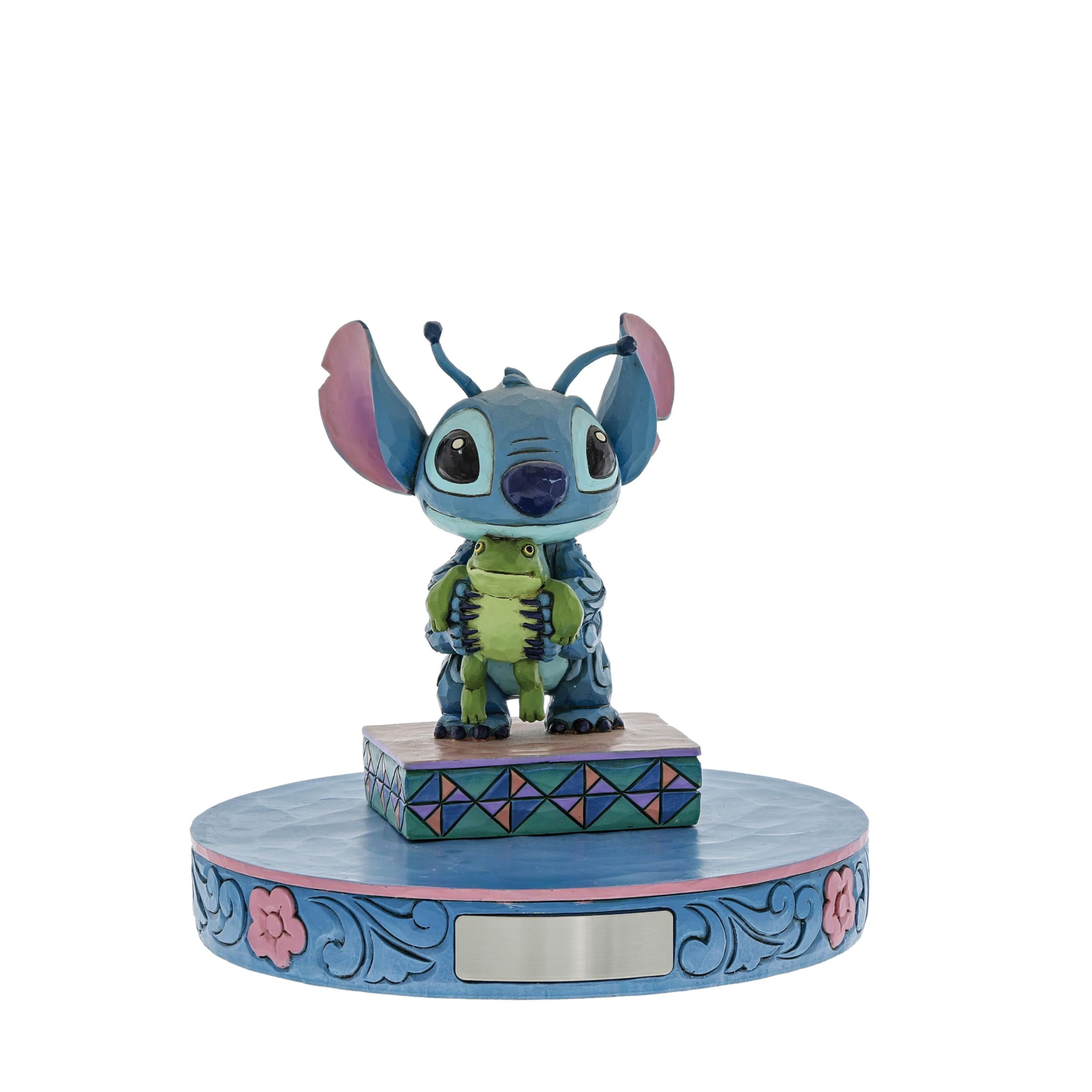 Handcrafted Blue and Green Resin Stitch Figurine with Frog