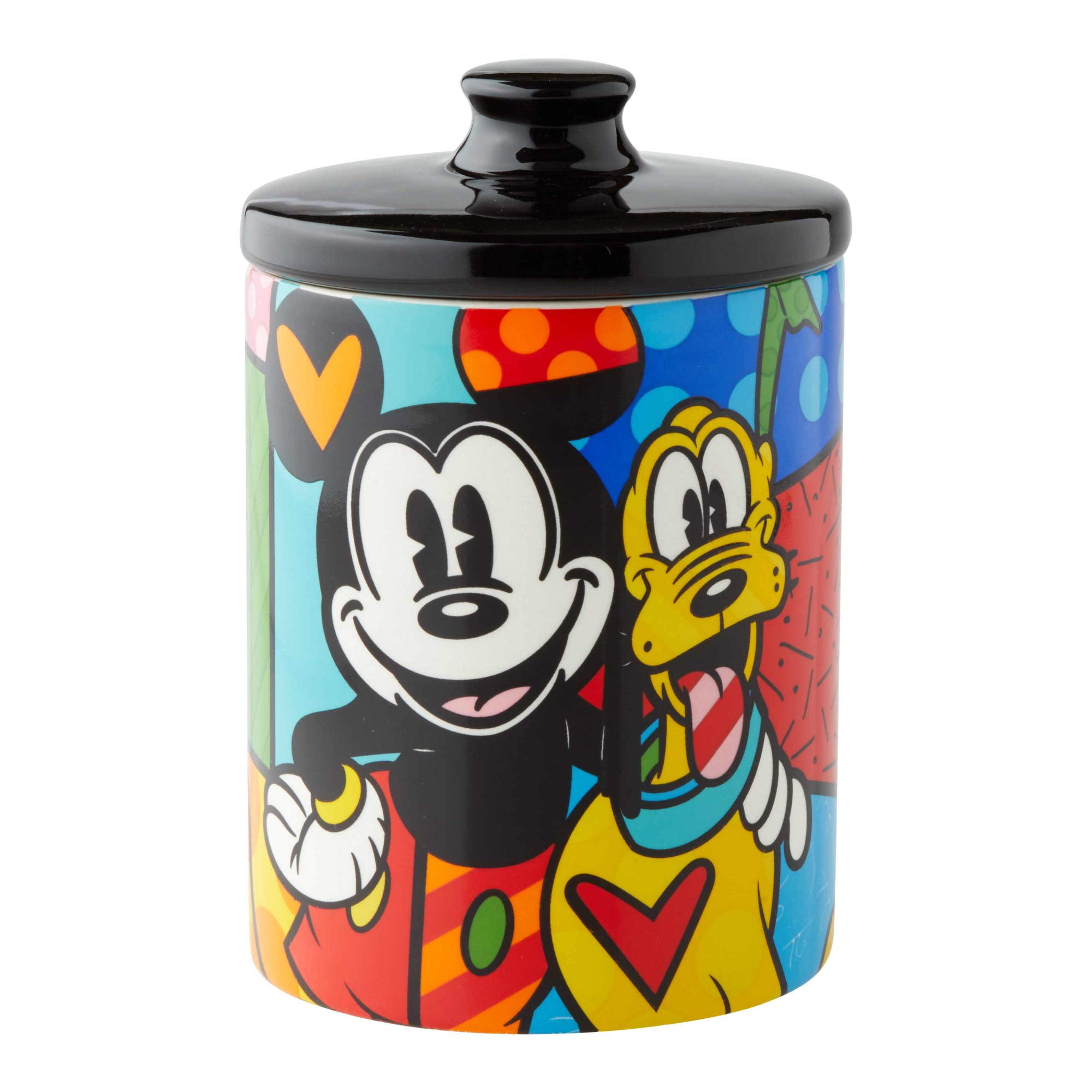 Romero Britto Multicolor Ceramic Mickey and Pluto Cookie Jar