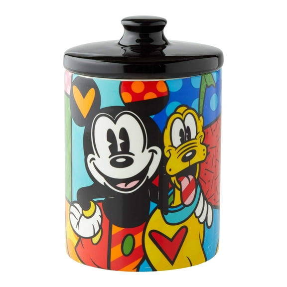 Enesco 6004977 Disney by Britto Mickey Mouse and Pluto Cookie Jar Canister, 6 Inch, Multicolor