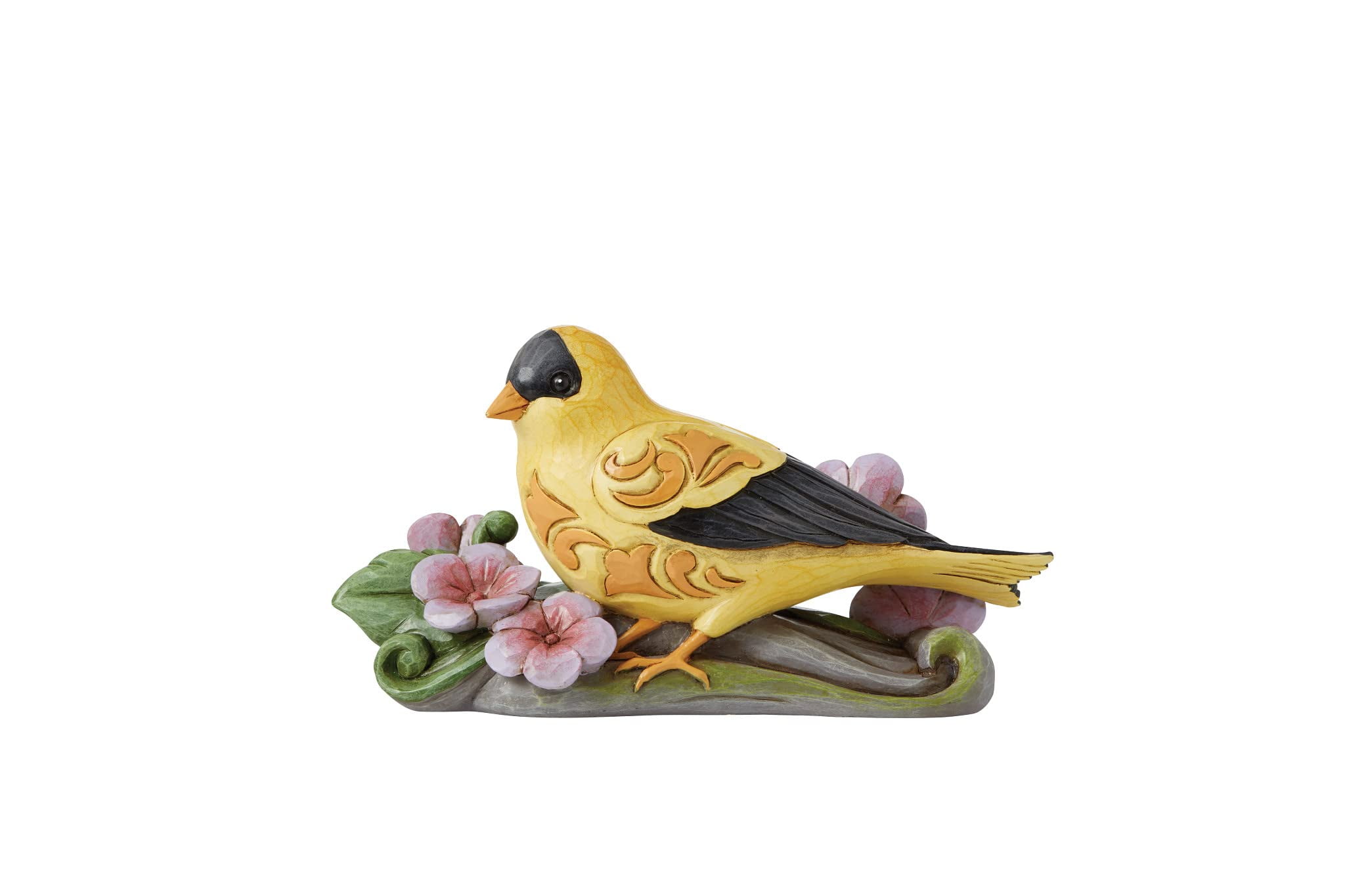 Hand-Painted Yellow and Black Resin Goldfinch Figurine