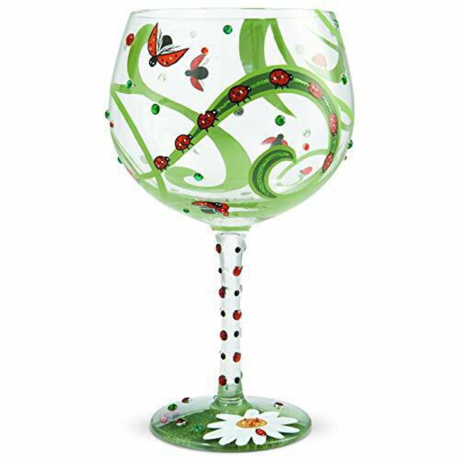 Enesco Designs By Lolita Jungle Terrarium Cocktail Glass - Hand-Painted 24 Oz Art Glass, Multicolor