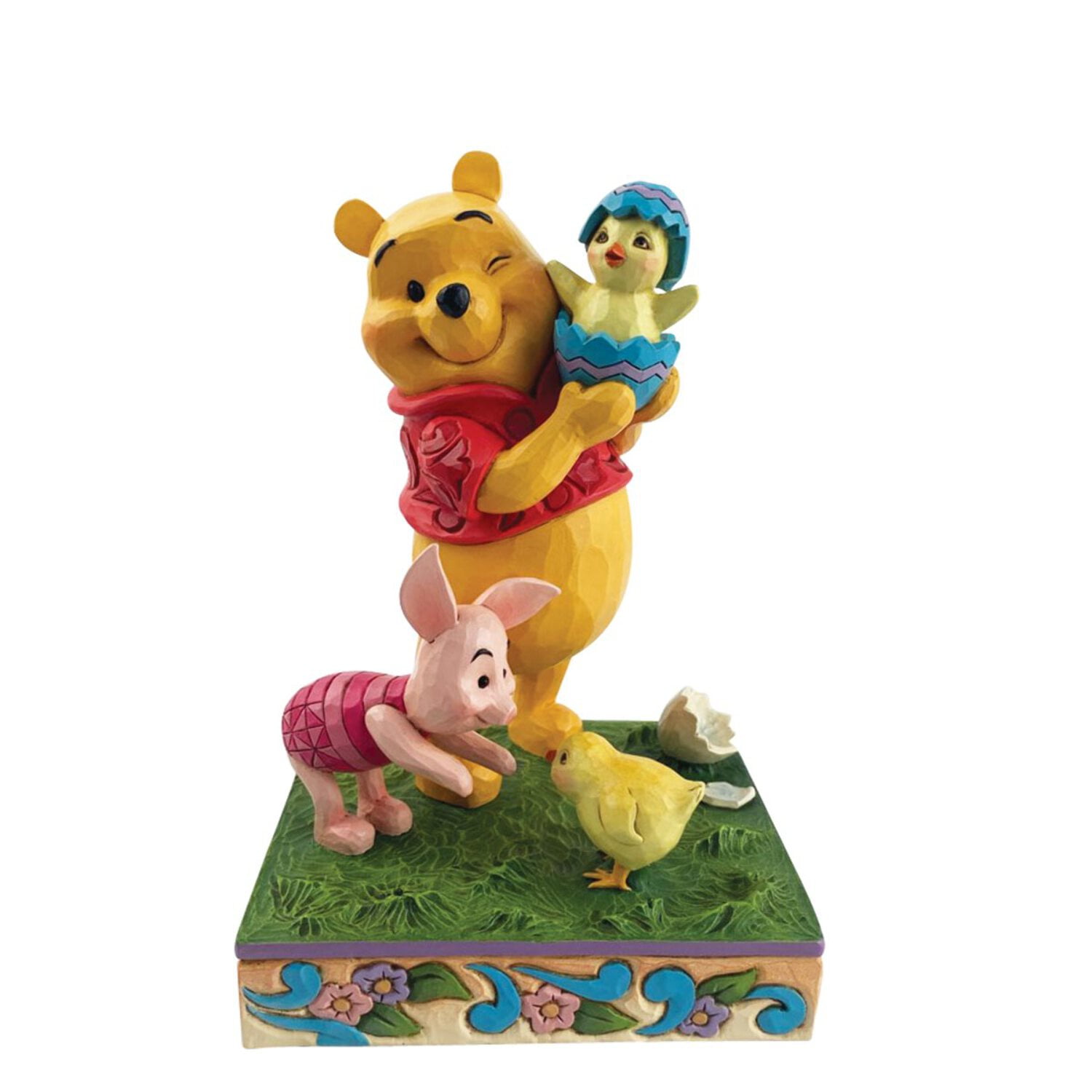 Hand-Painted Winnie the Pooh and Piglet Springtime Figurine