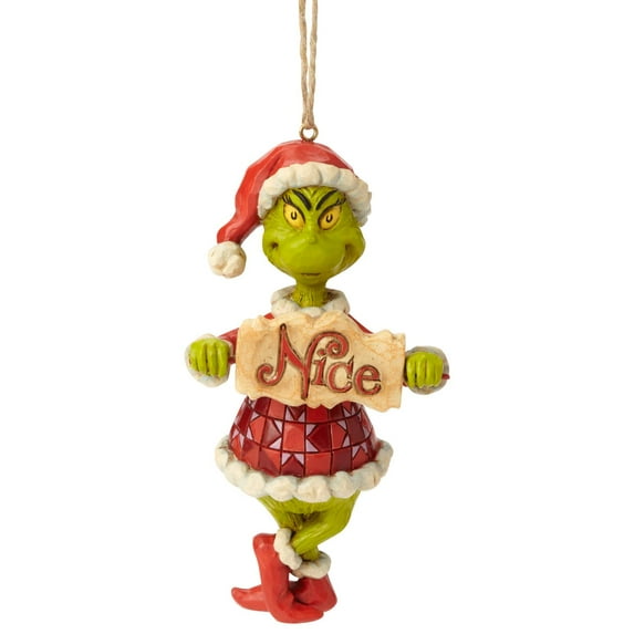 Enesco Dr. Seuss The Grinch by Jim Shore Naughty and Nice Sign Hanging Ornament, 4.72", Multicolor