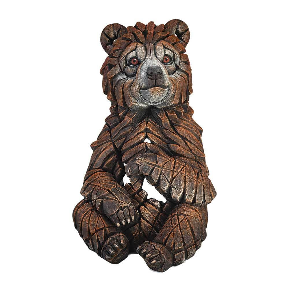 Hand-Painted Brown Resin Bear Cub Tabletop Statue