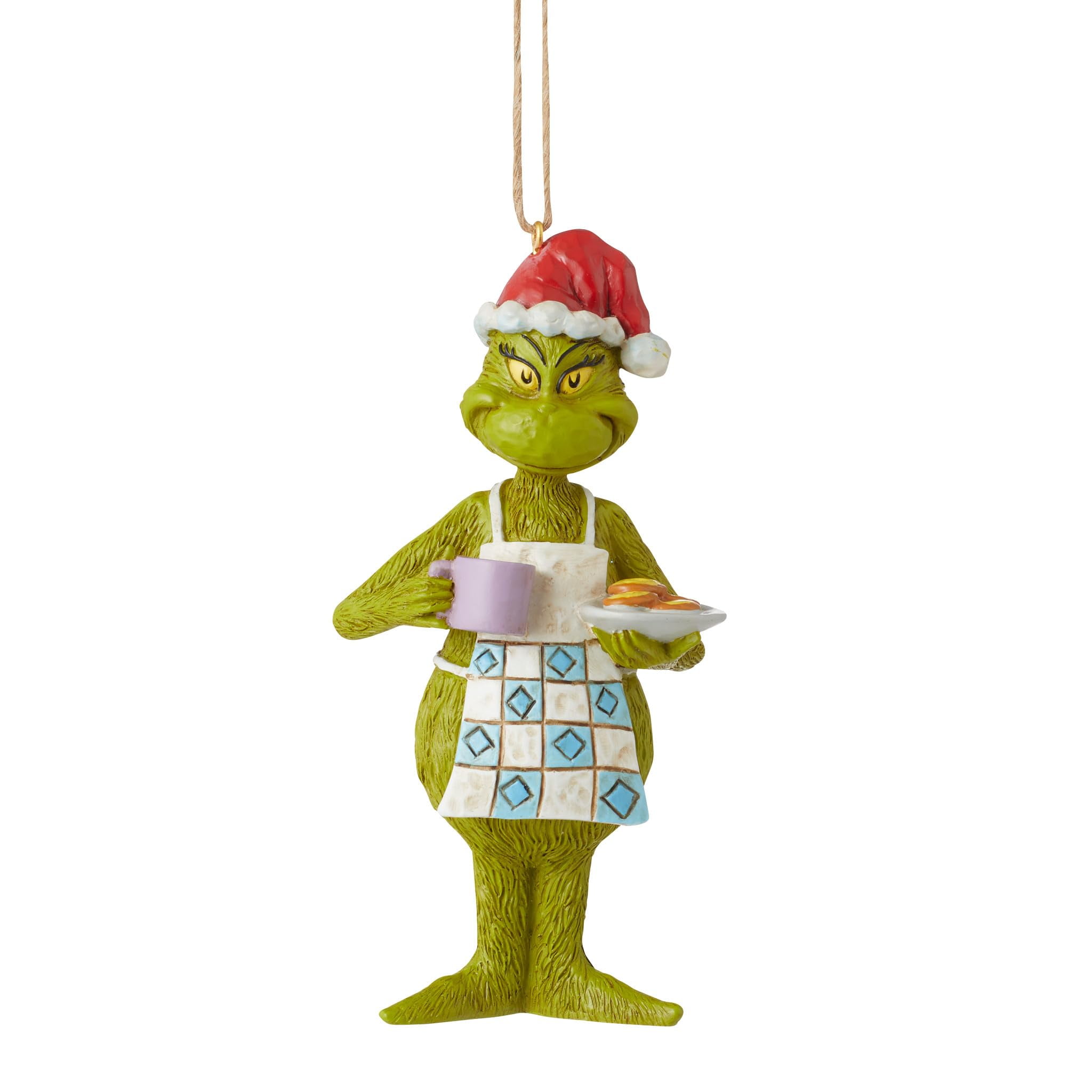 Enesco Jim Shore Grinch Holding Candy Cane Hanging Ornament - 5.31 Inch Multicolor Christmas Decoration