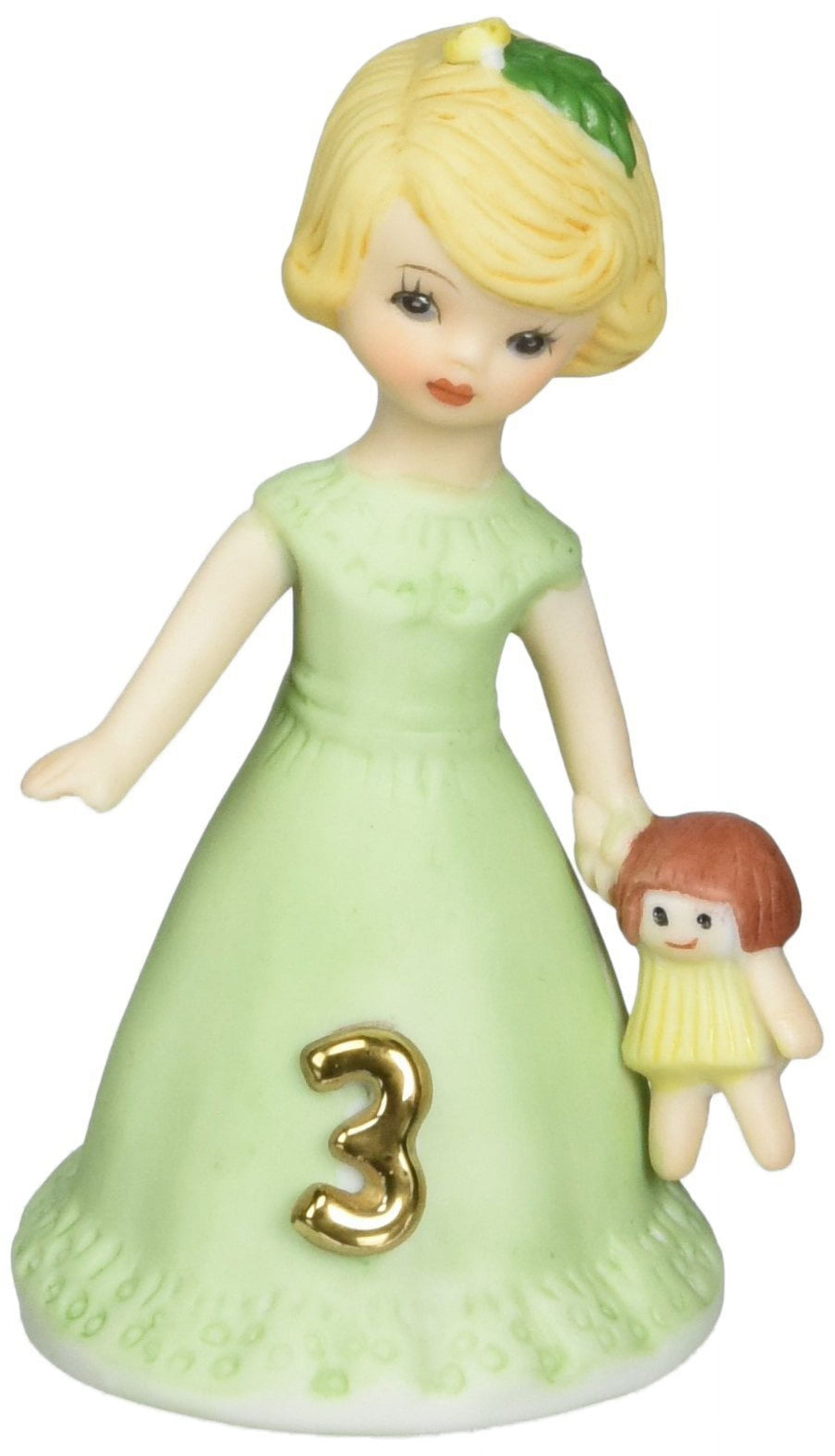 Blonde Age 3 Porcelain Figurine in Green Dress