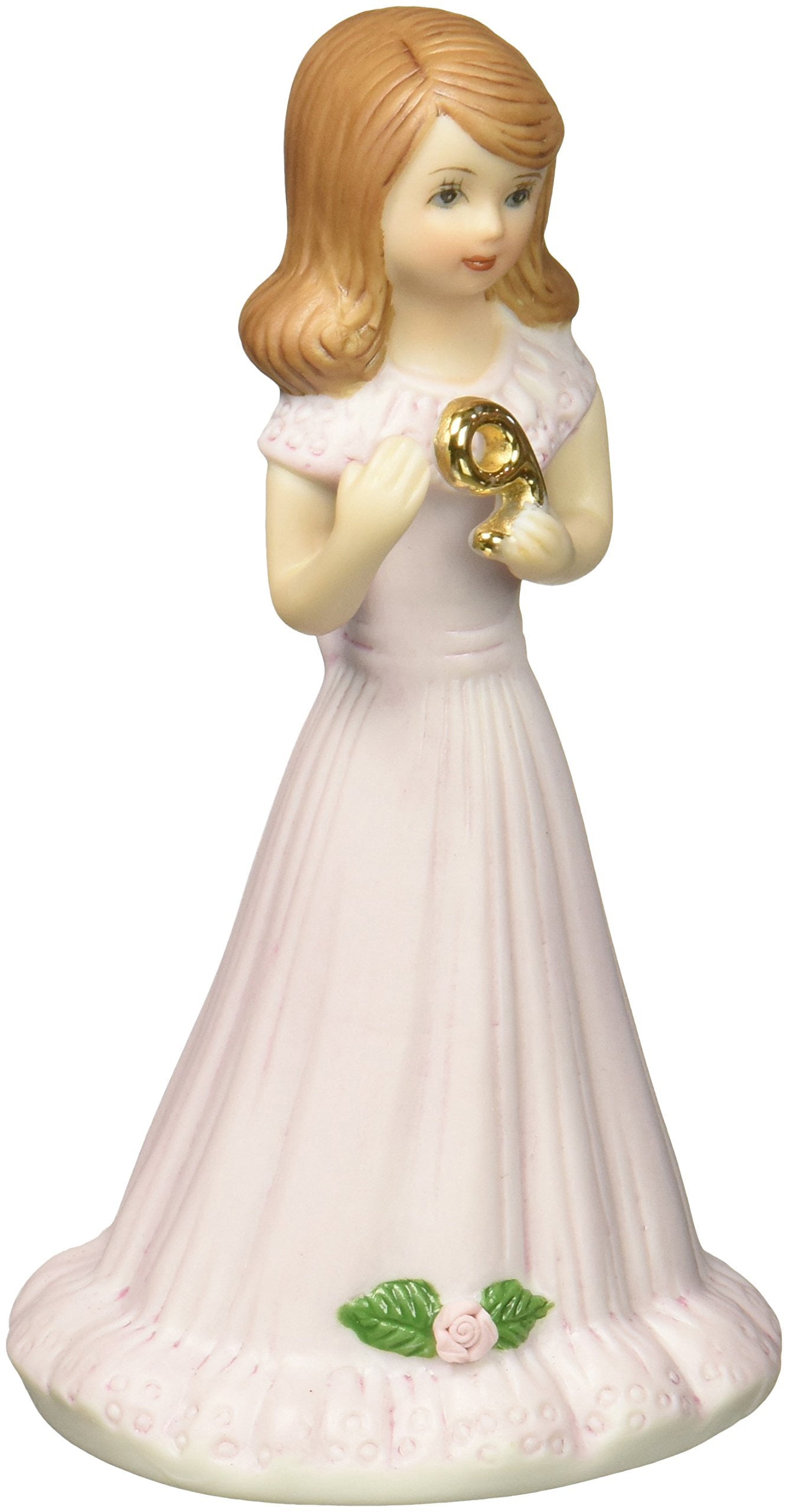 Powder Pink Porcelain Figurine with Golden Number 9