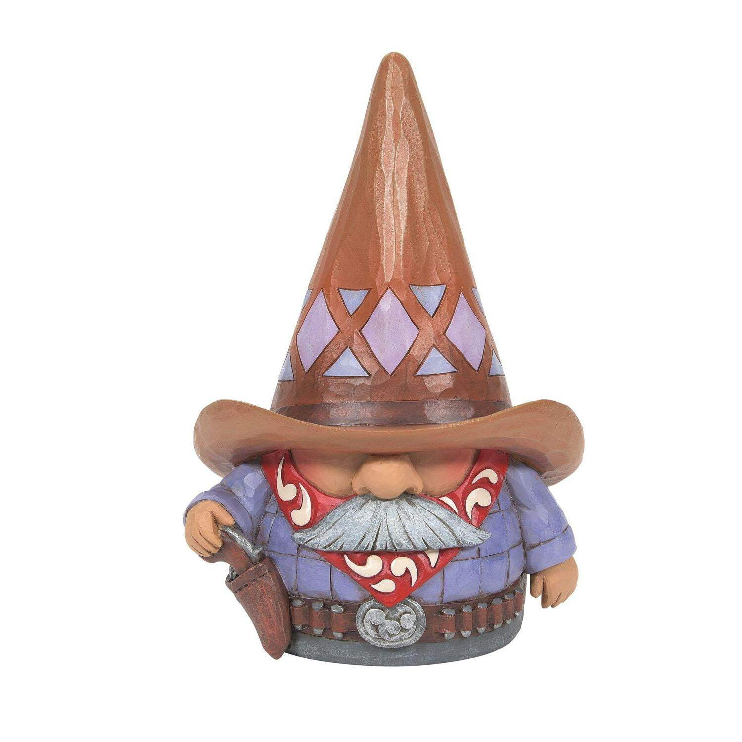 Painted Cowboy Gnome Figurine with Red Handkerchief