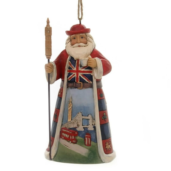 Enesco Jim Shore Heartwood Creek British Santa Hanging Ornament, 4.5", Multicolor
