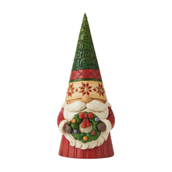 Enesco Jim Shore Heartwood Creek Christmas Gnome with Wreath Figurine
