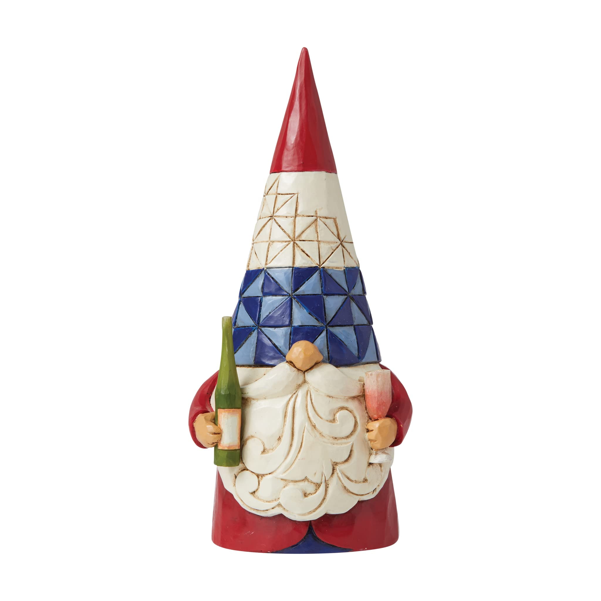 Hand-Painted French Gnome Figurine with Glass of Bordeaux