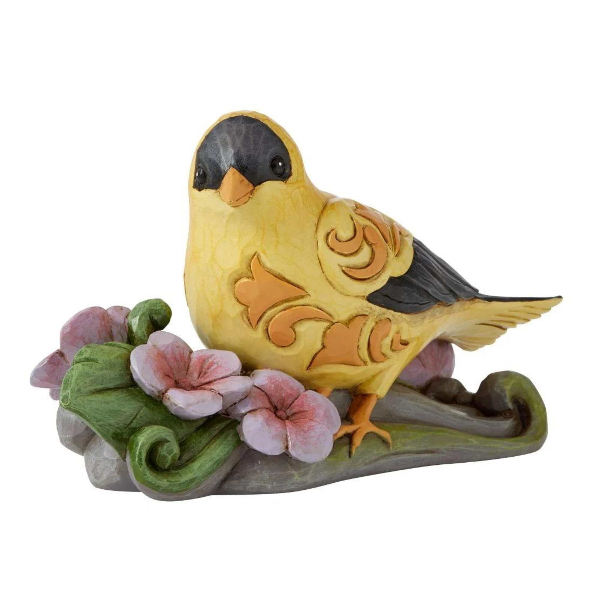 Hand-Painted Yellow and Black Resin Goldfinch Figurine