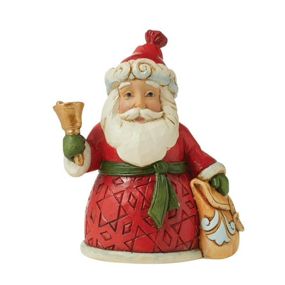 Enesco Jim Shore Heartwood Creek Mini Santa with Bell and Bag Figurine, 3.54 Inch, Multicolor
