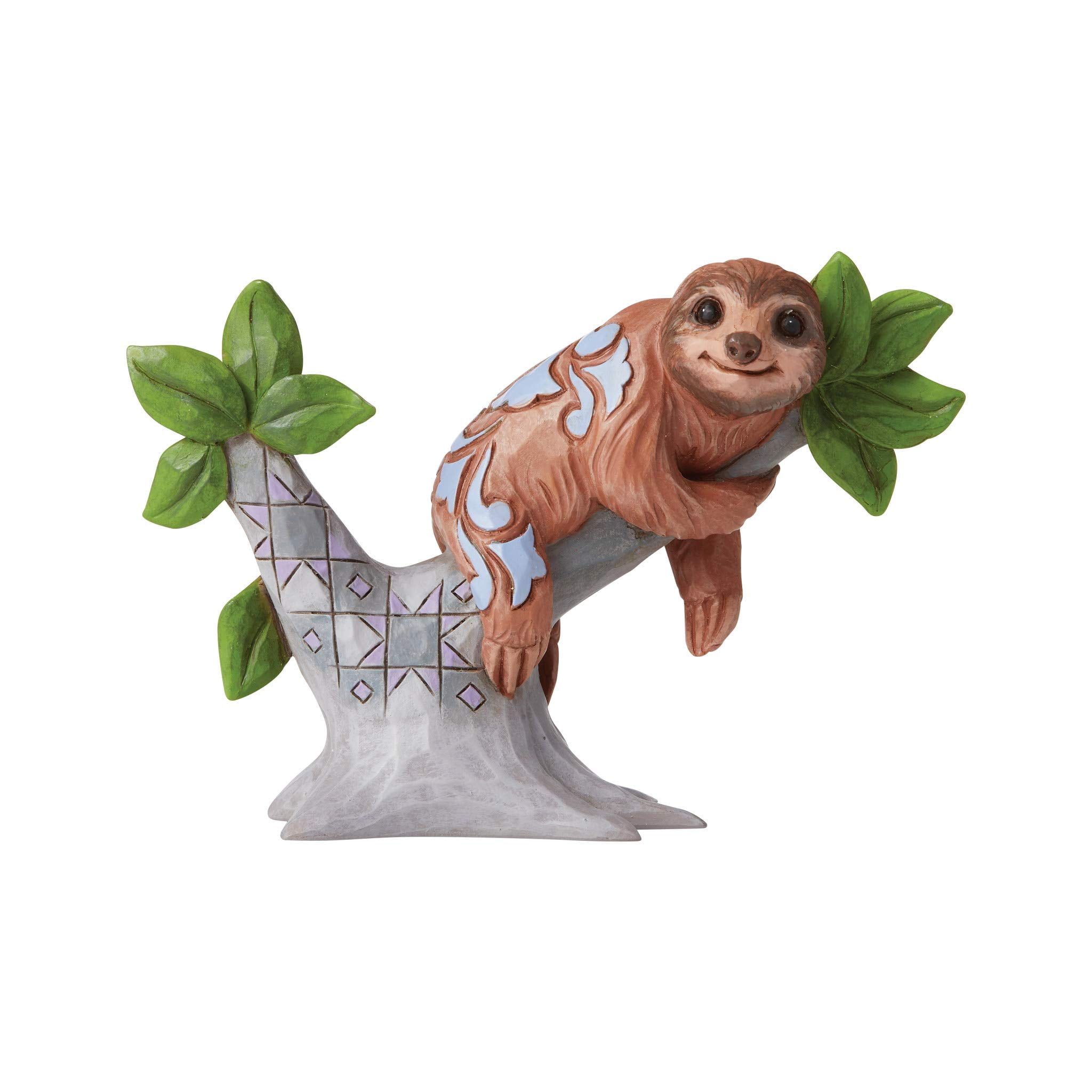 Handcrafted Multicolor Resin Sloth Figurine on Tree