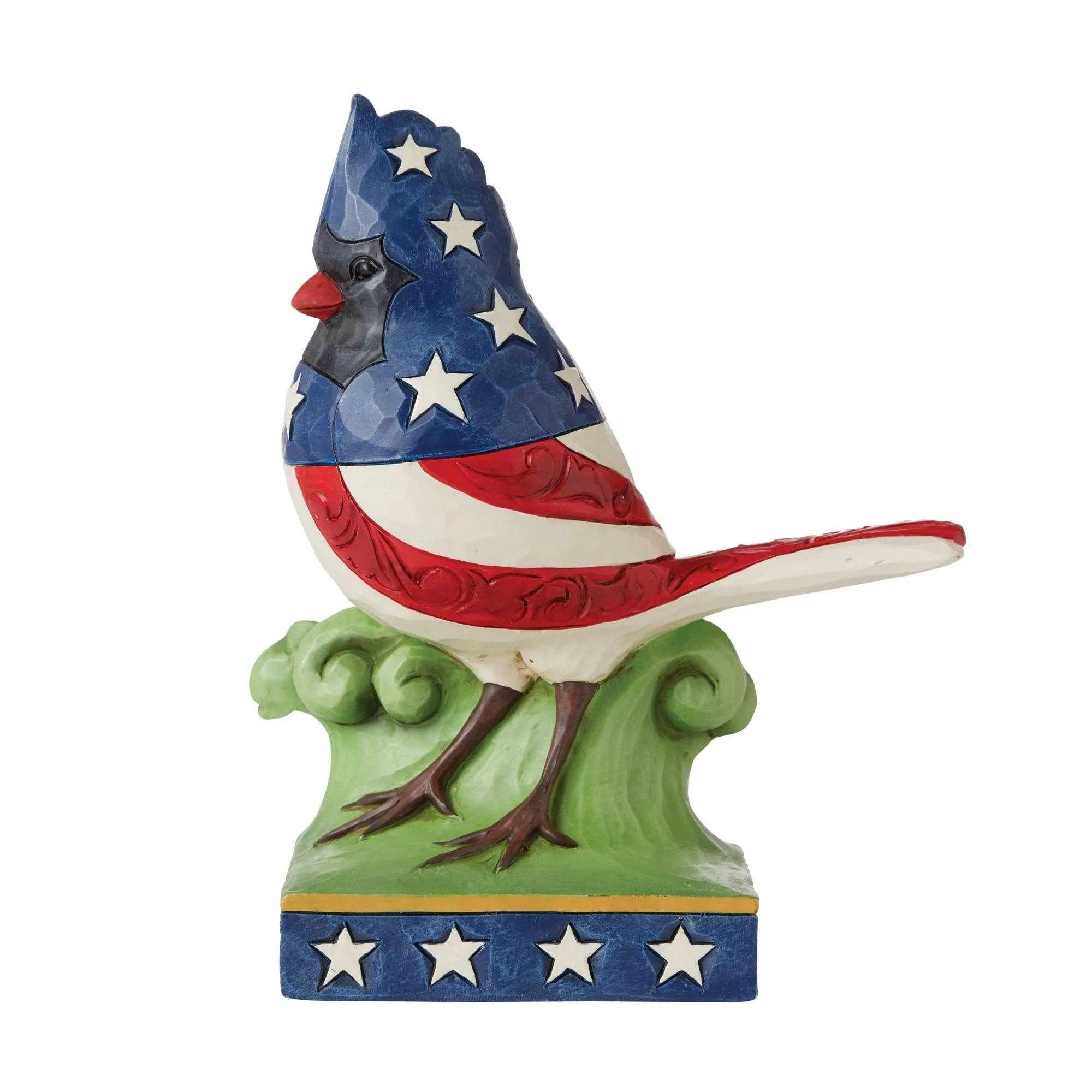 Enesco Jim Shore Heartwood Creek Patriotic Cardinal, Figurine, 5 Inch, Multicolor