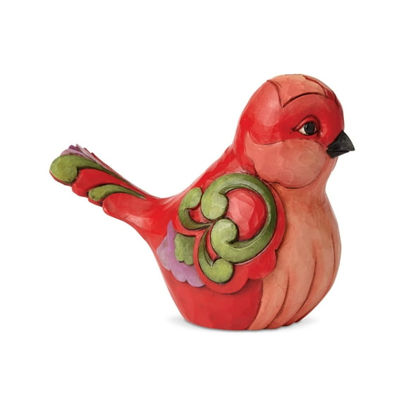 Enesco Jim Shore Heartwood Creek in Fine Feather - Red Floral Bird Figurine