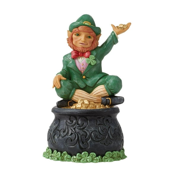 Enesco Jim Shore Leprechaun On Pot of Gold, Figurine, 6.1in H