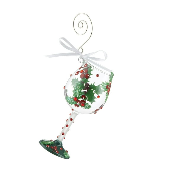 Enesco Lolita Holly Jolly Mini Wine, Hanging Ornament, 4.13 Inch, Multicolor