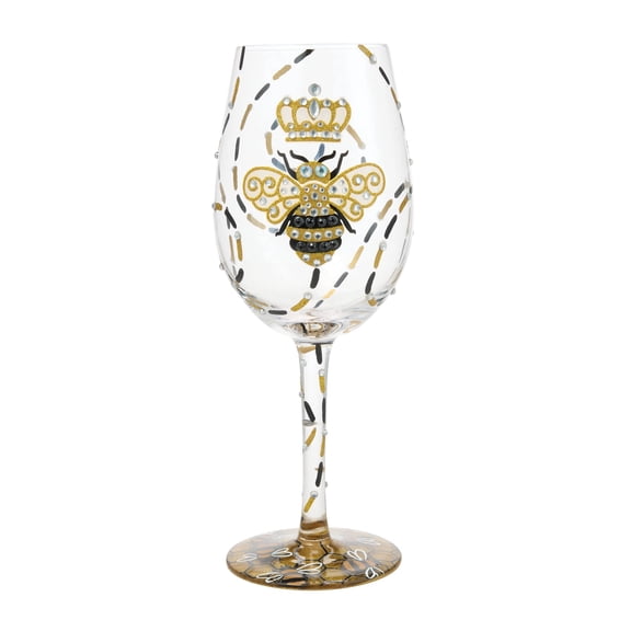 Lolita Queen Bee Hand Painted Wine Glass 8.8in H