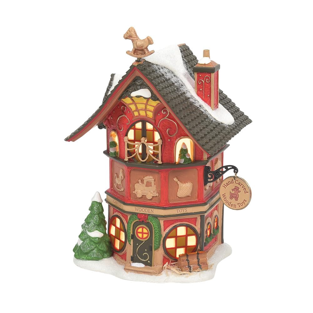 Department 56 North Pole Village Jacques Jack In The Box Shop - Lit Porcelain Christmas Building