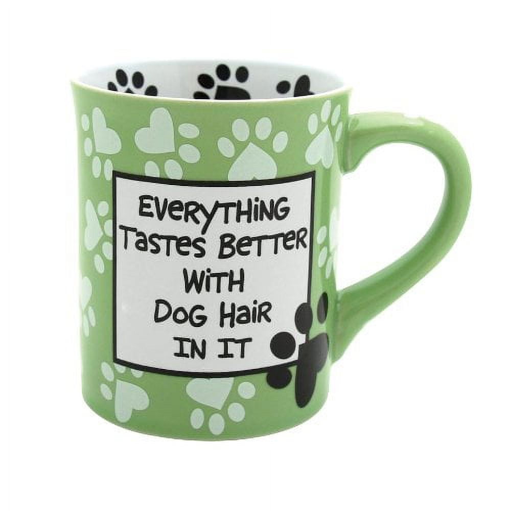 Green Ceramic Dog Hair Paw Print Mug, 16 oz
