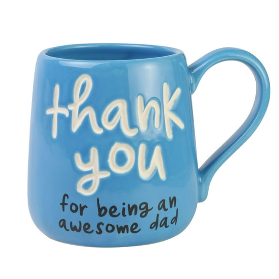 Thank You Awesome Dad Sky Blue 16 ounce Stoneware Engraved Coffee Cup Mug