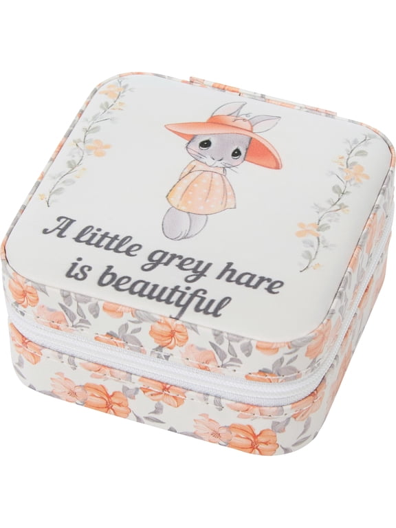 Precious Moments Bunny Gray Hare Travel Jewelry Box 1.9in H