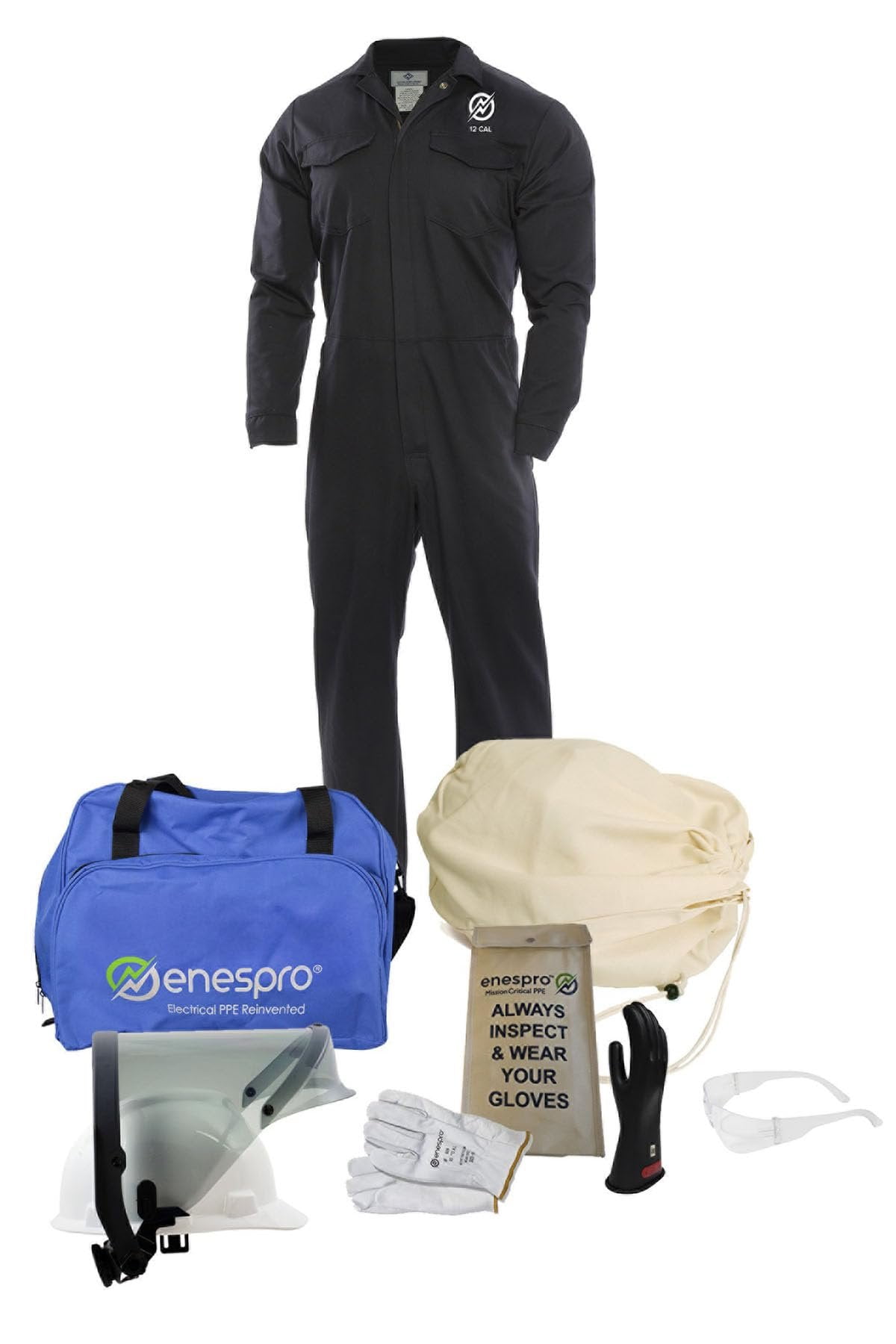 Enespro ArcGuard, CAT 2, 12 Calorie, Arc Flash Suit Kit with FR